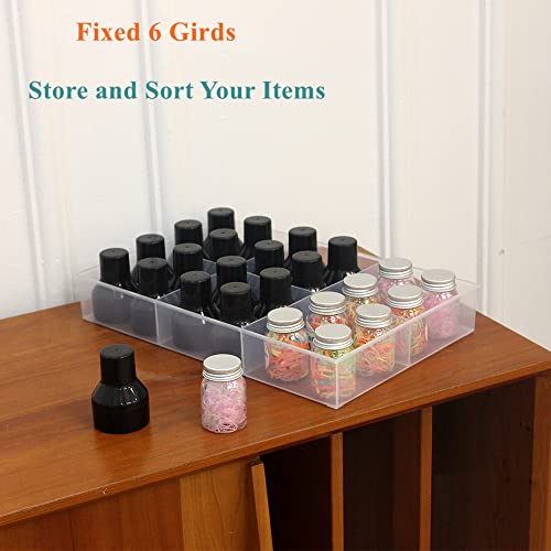 2 Pack Fixed 6 Grids Clear Plastic Organizer Sorting Tray - size: Fixed 6 Grids