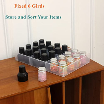 2 Pack Fixed 6 Grids Clear Plastic Organizer Sorting Tray - size: Fixed 6 Grids