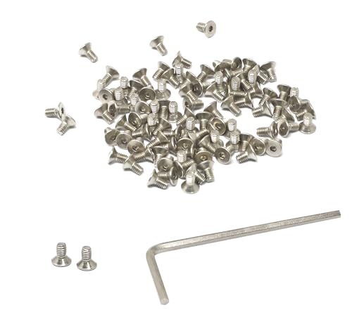 iexcell 100 Pcs M2.5 x 5mm Thread Pitch 0.45 mm Stainless Steel 304 Hex Socket Flat Head Cap Screws Bolts Kit - size: M2.5 x 5mm