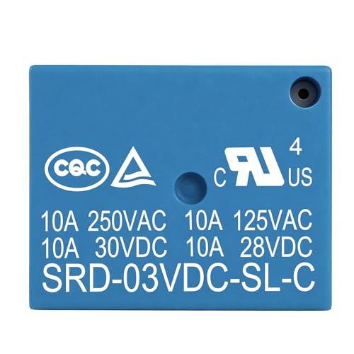25Pcs PCB Power Relay SRD-03VDC-SL-C, DC 3V Coil, 10A 250VAC, SPDT, 5 Pin, for Household Appliance Boards (25) - size: 3VDC