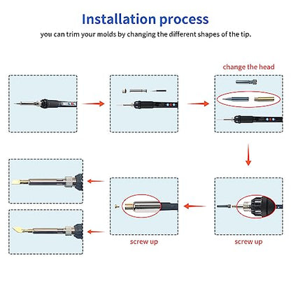 3D Printer Accessories Tool Kit Modify Finishing Smoothing Tool Cleaning Needle Scarper: 1Pcs Soldering Iron with 8Pcs Brass Trimming Head 1Pcs Connector Bczamd - color: Trimming Tool Set