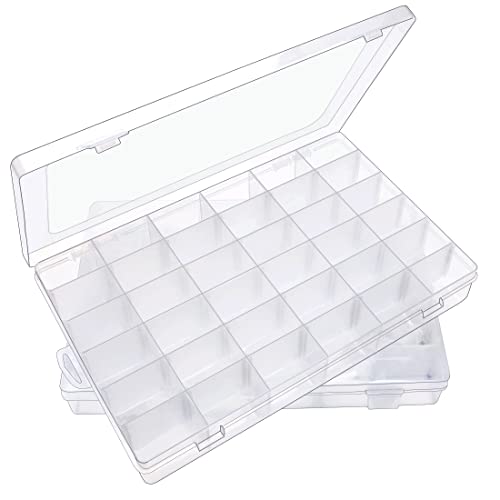 IOOLEEM Bead Organizer Box, 36 Grids 2 Pack Adjustable Dividers Storage Box - color: Clear, size: 36 Grids Adjustable (2 pack)