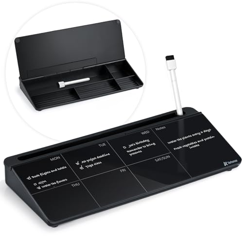 Varhomax Glass Weekly Planner Desk White Board - color: Weekly Planner-black