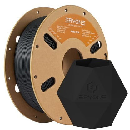 ERYONE Matte 3D Printer PLA Filament 1.75 +/- 0.03mm, Matte Filament PLA 1KG(2.2LBS) Spool, Black - color: Matte Black