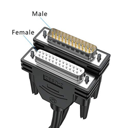DB25 Male to Female Cable - 6FT, Double-Shielded with Foil & Metal Braid, D-SUB 25 PIN RS232 Serial Cable in Black - color: Male to Female, size: 6.6 feet
