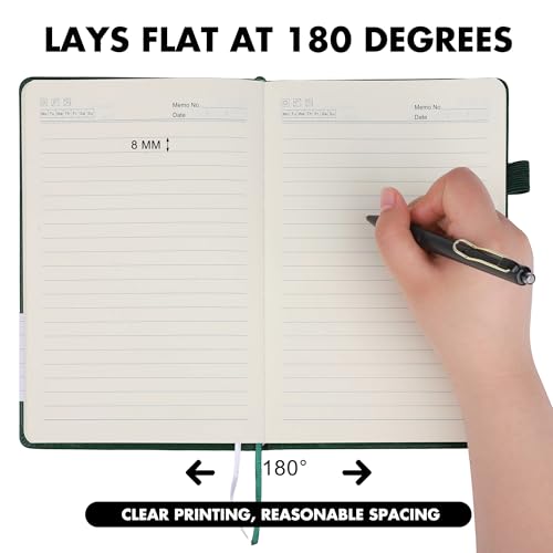 Aodaer 30 Set Lined Notebook Journals with Pens A5 Notebooks 100 GSM College Ruled Hardcover Notebook PU Leather Notepad with Pen Holder for Office School, 5.7 x 8.3 Inches, Dark Green - color: Dark Green