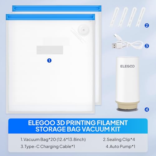 ELEGOO 20pcs Filament Storage Bags with Auto Pump and 4pcs Sealing Clips - style: 20 Bags with Auto Pump