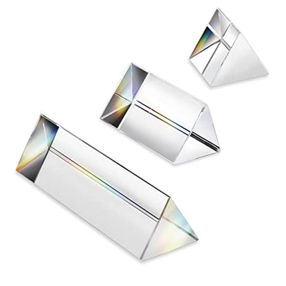 3pc Equilateral Crystal Prisms Set -1",2" & 4" Crystal Triangular Prism