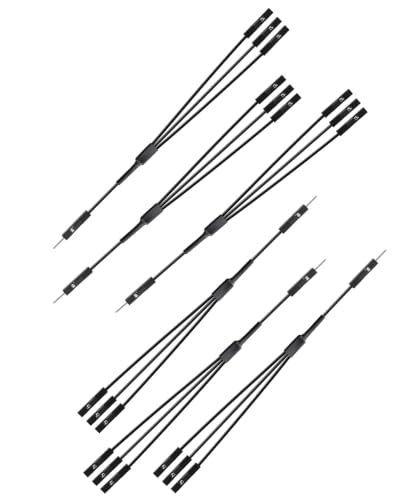 GELRHONR 20cm Black 24AWG 1 Male to 3 Famale Jumper Splitter Cable,6 Pack - color: 1M to 3F,Black