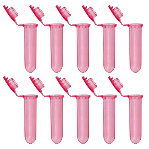 PATIKIL 2ML Plastic Centrifuge Tubes, 1000 Pcs Round Bottom Centrifuge Tube with Snap Cap and Graduated Marks for Laboratory Sample, Red - color: Red