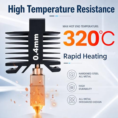 0.6mm All-Metal Hotend Kit for Bambu Lab P1S/P1P, Upgraded One-Piece Design with Hardened Steel Nozzle, High-Temp Thermistor, Enhanced Heat Block, and 2 Silicone Cleaning Brushes - size: 0.6MM, style: 1PCS