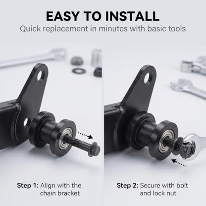 2 PCS Chain Tensioner Roller Pulley Guide, Heavy Duty Waterproof Metal & Rubber Chain Idler Wheel, Compatible with 125cc 140cc Dirt Bike, Mini Bike, ATV, Go Kart, Pit Bike Parts (Black)