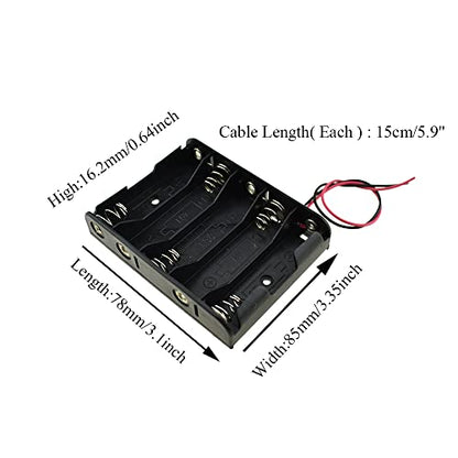 HAHIYO 7.5V 5AA Battery Holder Bundle Series with Wire Sturdy Clapm Flexible Springs Contact Build-in Harnesses Batteries Black Case Easy Install 3 Pieces for Wall Clocks Ham Radio Kids Toys - style: Without cover-5AA-3P