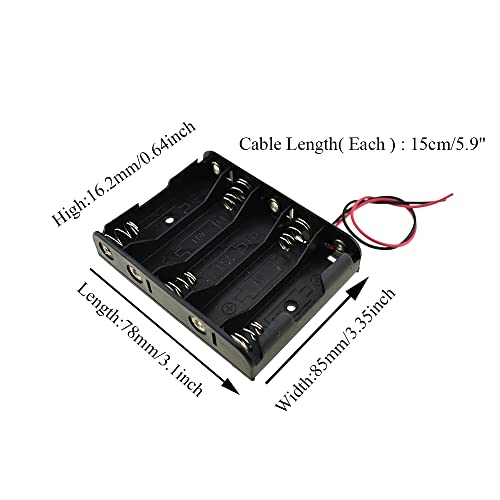 HAHIYO 7.5V 5AA Battery Holder Bundle Series with Wire Sturdy Clapm Flexible Springs Contact Build-in Harnesses Batteries Black Case Easy Install 3 Pieces for Wall Clocks Ham Radio Kids Toys - style: Without cover-5AA-3P