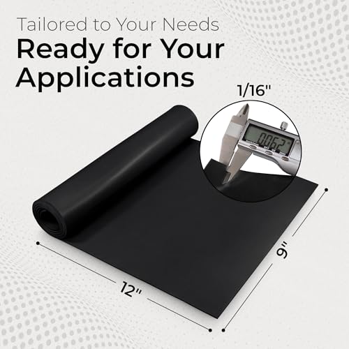 Exactly Rubber - Commercial Grade Silicone Sheet, 60A Durometer Silicone Mat, -80 to 450°F Temperature Resistant Rubber Mat, Rubber Sheet with 350% Elongation, Made in the USA, 1/16 x 9" x 12", Black - color: Black, size: 1/16 x 9 x 12