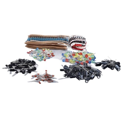 1500PCS Electronic Components Kit with Resistors, Transistors, Capacitors, LEDs, Diodes for Circuit Design, Prototyping, and Repair