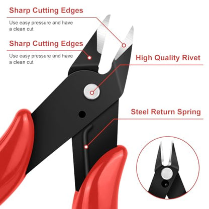 Ainiv Wire Cutters, 1PCS Spring-loaded Side Cutters Flush Diagonal Cutters - color: Red Wire Cutter-1pcs, size: 1pcs