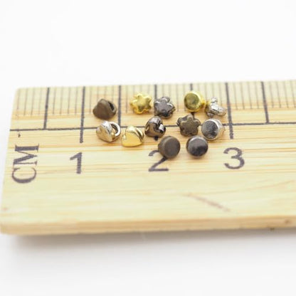 120pcs Super Mini Shank Buttons & Super Tiny Metal Charms - 3mm (1/8") Diameter for DIY Crafts, Sewing, mini Clothes Accessories Small,Project Making（4 Colors Mixed）