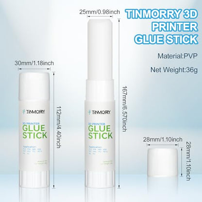 TINMORRY 3D Printer Glue Sticks, PVP Solid Glue for Hot Bed, 36 G X 4 - size: 36 g X 4