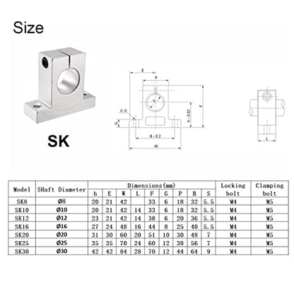 4pcs SK8 Aluminum Linear Rod Rail Shaft Support 8mm Linear Motion Guides for CNC 3D Printer - size: 8mm, style: SK
