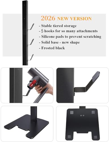 XIGOO Dyson Vacuum Stand with 5 Hooks, Black - color: Black, size: 5 Hooks