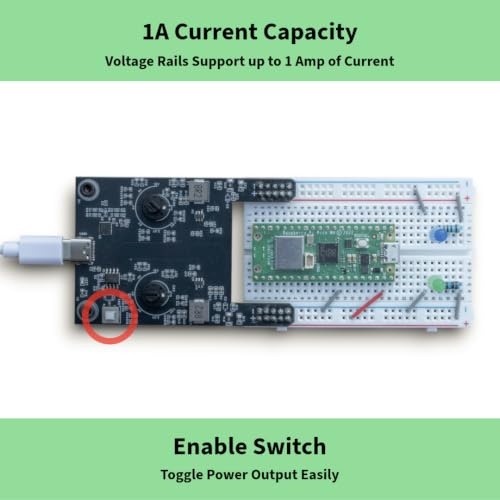 USB-C Adjustable 12V/9V/6V/5V/3.3V/1.5V 2A Total Output Breadboard Power Supply USB-C PD Compatible with Raspberry Pi, Pico W, ESP32 (Power Supply Starter Kit)