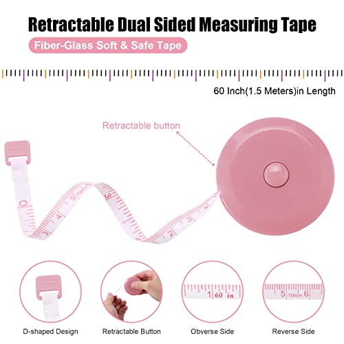 Tape Measure Body Measuring Tape, Retractable 60 Inch Soft Mini Measuring Tape, Small Sewing Fabric Tape Ruler for Cloth Waist Medical Nursing Craft(12 Pack) - color: 12 Colors Package