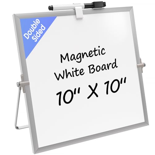 MaxGear Small White Board with Stand, 10" x 10" Double-Sided Whiteboard - size: 10"W x 10"H