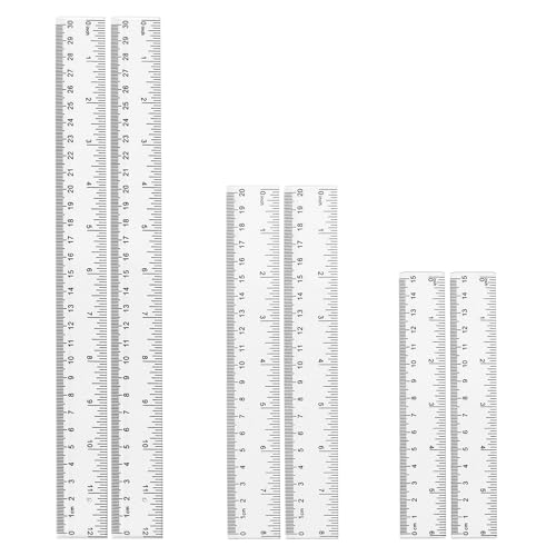 ZUFECY 6-Pack Plastic Rulers - 6"/8"/12" Ruler Dual Scale, Flexible Ruler 30cm/20cm/15cm with Inch & Metric Markings Rulers for School & Office