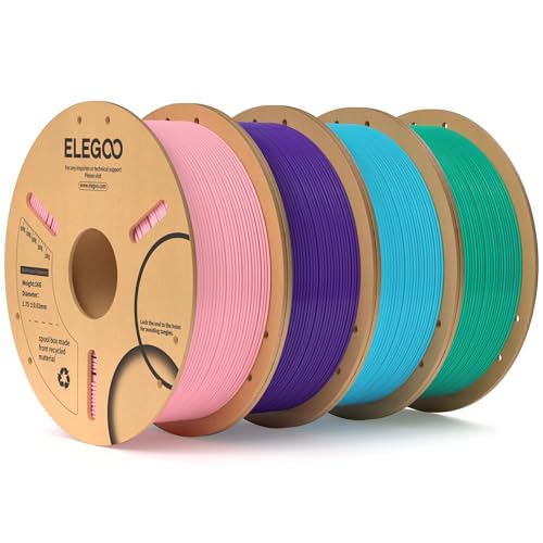 ELEGOO PLA 3D Printer Filament 1.75mm 4KG Pink/Purple/Sky Blue/Sea Green - color: Pink/Purple/Sky Blue/Sea Green, size: 4kg