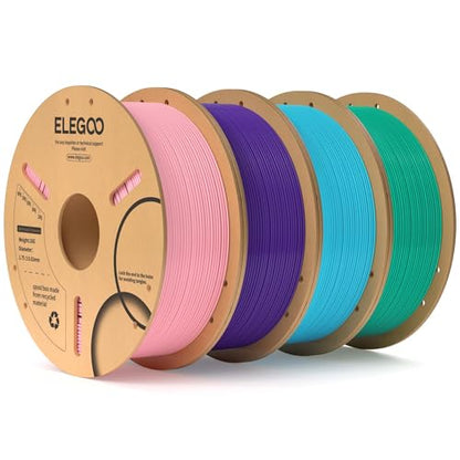ELEGOO PLA 3D Printer Filament 1.75mm 4KG Pink/Purple/Sky Blue/Sea Green - color: Pink/Purple/Sky Blue/Sea Green, size: 4kg