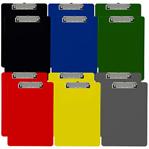 Trade Quest Assorted Plastic Clipboards Letter Size Low Profile (12-Pack) - color: Assorted