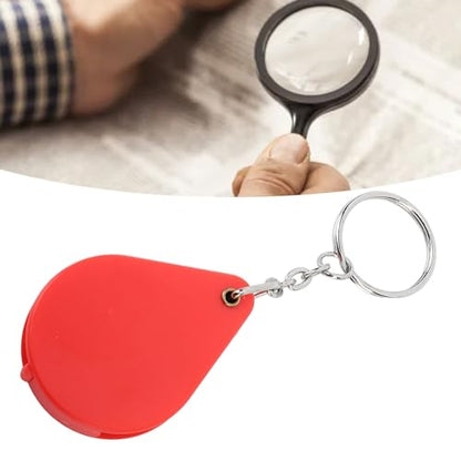 Keychain Magnifying Glass, 10X Folding 32mm - color: Red