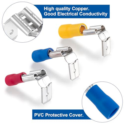 ANCIRS 15pcs Semi-Insulated Piggyback Spade Connectors, 3 Models, 3 Colors - size: 22-10 AWG