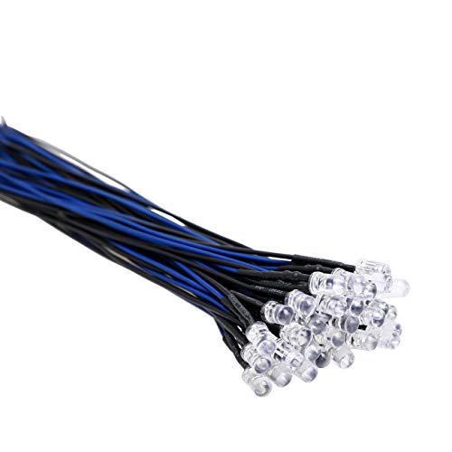 30pcs 12 Volt 5mm Blue LED Lights Emitting Diodes Pre Wired 7.9 inch DC 12v LED Light Clear Lens Small LED Lamps - color: [07] Blue / 30 Pcs, style: 5mm Solid Light