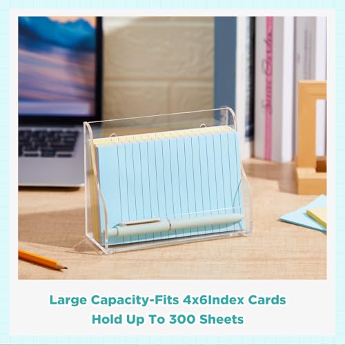 Dunzoom 2 Pack 4x6 Index Card Holder, 2-in-1 Desk & Wall Mounted Acrylic Index Card Display Stand, Includes Screws & Anchors, Clear Notecard Organizer for Back to School Classroom, Office, Business - size: 4 x 6 Inch