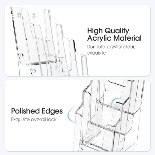 MaxGear 4 Tier Acrylic Brochure Display Holder, 4 Inch Wide, 2 Pack - size: 4"x9"-4 Tier