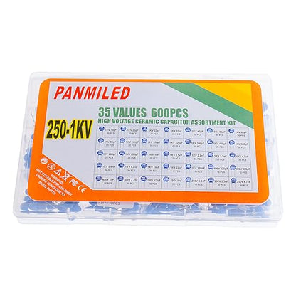 35 Values 600 Pieces High Voltage Ceramic Disc Capacitor Kit 250V 400V 1KV - style: 250V-1KV 600PCS