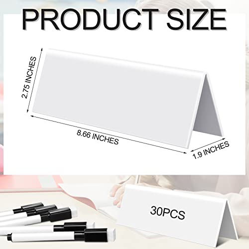 30 Sets Dry Erase Name Tent Cards 8.7 x 2.8 x 1.9 Inch Reusable Name Plate