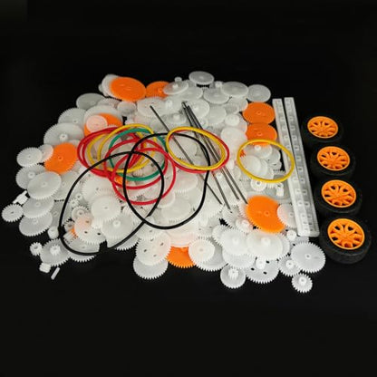 276PCS Plastic Gear Kit Shaft Axles Rubber Band Single Double Spindle Small Motor Gear for Motor RC Car Truck Helicopter Robot DIY Model Building Parts (276)