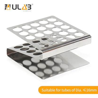 ULAB Scientific Test Tube with Tube Rack, Z Shape Stainless Steel Tube Rack, Suitable for Tubes of Dia.≤16mm, 10pcs of 16ml Cylindrical Glass Test Tubes with Flange stoppers, UTR1002 - style: Z shape & 10pcs of 16ml glass tubes