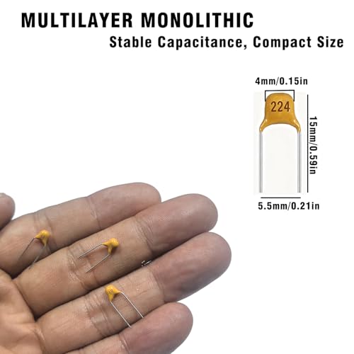 600 Pcs Ceramic Capacitor Assortment Kit - 15 Values from 10pF to 100nF - Multilayer Monolithic Capacitors for DIY Electronics, Repair & Prototyping