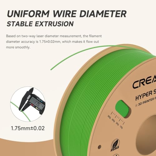 Official CREALITY Hyper PLA Filament 1.75mm, High Speed PLA 30-600mm/s Rapid 3D Printer Filament, Dimensional Accuracy +/-0.02mm, Stronger Toughness, Fit Most FDM 3D Printers，1KG(2.2lbs) Spool Green - color: Green