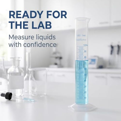 100ml Graduated Cylinder, Plastic Measuring Cylinder Set - Crystal Clear Lab Equipment for Science Experiments & School Chemistry,Liquid Measurement Tool (1pc)