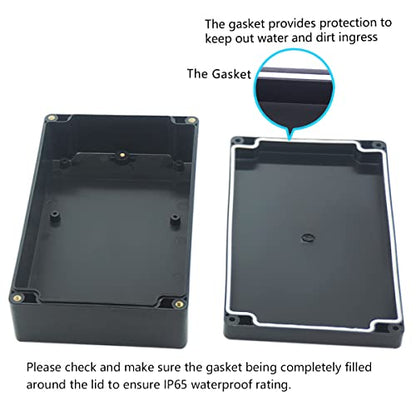 Junction Box, Zulkit Project Box IP65 Waterproof Outdoor Box ABS Plastic Electrical Boxes Electronic Enclosure Black 7.9 x 4.7 x 2.2 inch(200 x 120 x 56 mm)(Pack of 2) - size: 7.9" x 4.7" x 2.2"(Pack of 2)