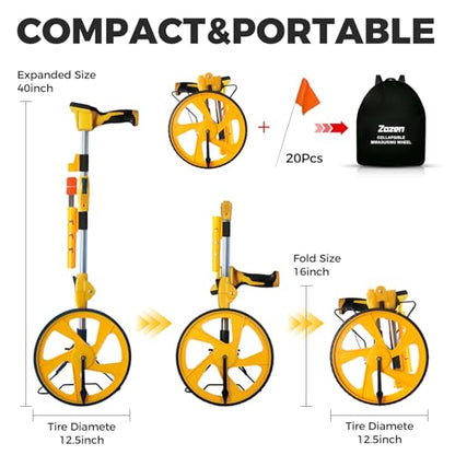 Zozen Measuring Wheel Digital Display,20 Marking Flag&Holder, Foldable - size: Digital Display with Flags