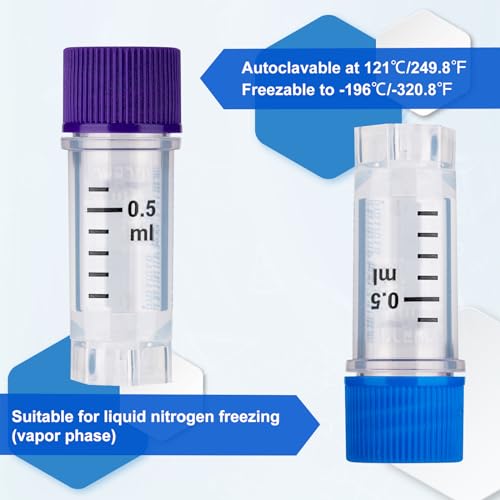 0.5ml Cryovials, Side-Coded, External Thread, White, 500Pcs - color: White, size: 0.5ml