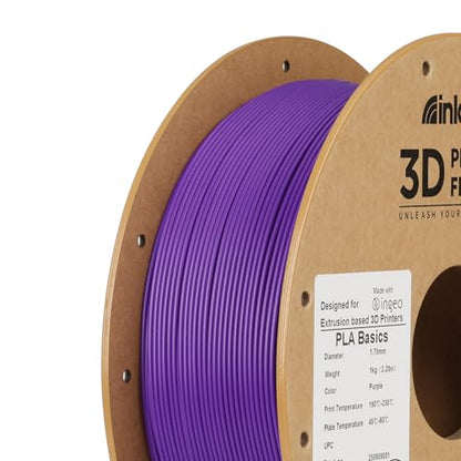 Inland PLA Basics Filament 1.75mm, 1kg Spool – Dimensional Accuracy ±0.02mm, Neatly Wound, Fits Most FDM 3D Printers (Purple, 1 Pack) - color: 1kg Purple