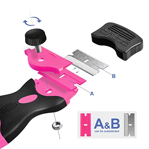 Razor Blade Scraper, 2 Pack Pink Double Edge Razor Scraper Remover Tool - color: Pink