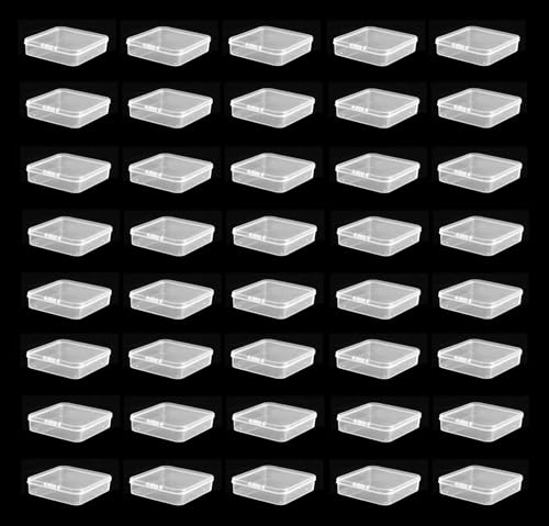 40 Pack 5.5cm Small Clear Storage Box,Clear Plastic Beads Storage Containers Box with Hinged Lid for Small Items and Craft Projects